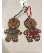2pc Gingerbread Boy and Girl Christmas Ornament Resin Glitter 3 Inches Each - $14.85