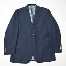 Vtg Stafford 46L Navy Blue Hopsack Gold Button Mens Blazer Sport Coat Jacket - £42.20 GBP