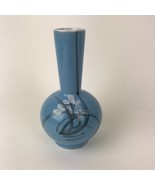 Vintage Vase Asian Inspired Blue Floral Ceramic 6 inch cottagecore mod - £13.20 GBP
