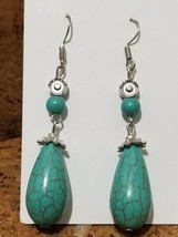 Hillcrest Ent. - Turquoise With Flower Accent Beads Drop Earrings       ... - £6.21 GBP