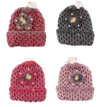 Wholesale Lot of 12 Ladies Crochet Knit Hat with Feather Warm Stocking S... - £23.22 GBP