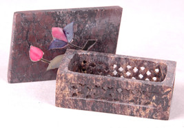 Vtg Ceramic Trinket Jewelry Box -Basket Weave Pattern-2.5x3.5x1.5&quot;-Chalkware - £13.96 GBP