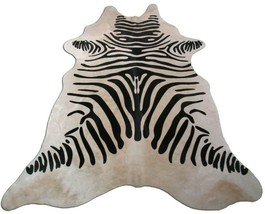 Zebra Cowhide Rug Size: 7&#39; X 6&#39; Black/Beige Zebra Print Cow Hide Rug K-224 - $197.01