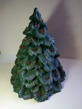 Light Up Green 14&quot; Ceramic mold Christmas Tree MCM Vtg atlantic - £38.56 GBP