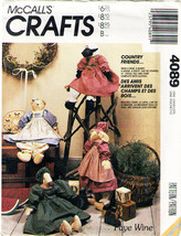 Vintage 1989 Rabbit, Bear, Goose &amp; Lamb 20&quot; Stuffed Doll Pattern 4089-m Uncut - £9.59 GBP