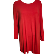 Eileen Fisher Viscose Jersey Red Long Sleeves Stretch Tunic Top Large - $39.92