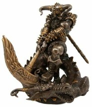 Thor Ragnarok Figurine Norse Donar Slaying Midgard Dragon With Mjolnir Hammer - £54.18 GBP