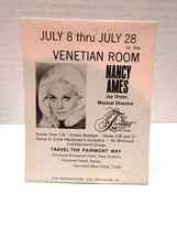 1967 San Fran Fairmont Hotel Venetian Room Advertisement Card Rouvaun Na... - £15.64 GBP