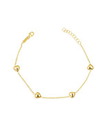 14K Yellow Gold Heart Love Charm Bracelet - $3,997.47 MXN