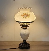 Vintage Gone with the Wind Wild Rose Hurricane Parlor Lamp Milk Glass GWTW - $145.12