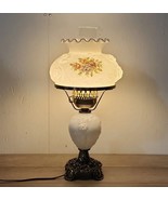 Vintage Gone with the Wind Wild Rose Hurricane Parlor Lamp Milk Glass GWTW - £115.66 GBP