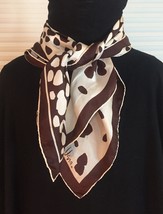 Vintage 60s Vera Neumann square silk scarf (Brown & Cream animal print)
