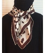 Vintage 60s Vera Neumann square silk scarf (Brown &amp; Cream animal print) - £23.98 GBP