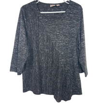 Chicos 3 Tunic Knit Womens XL Shirt Gray 3/4 Sleeves Asymmetric Marble Space Dye - £11.32 GBP