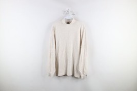 Vintage 90s Lands End Mens Medium Blank Mock Neck Long Sleeve T-Shirt Gray USA - $39.55