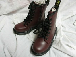 Dream Pair Fight-1K Girls Leather Lace Up Heeled Boots 7&quot;Tall Size(11)C-Burgundy - £31.34 GBP