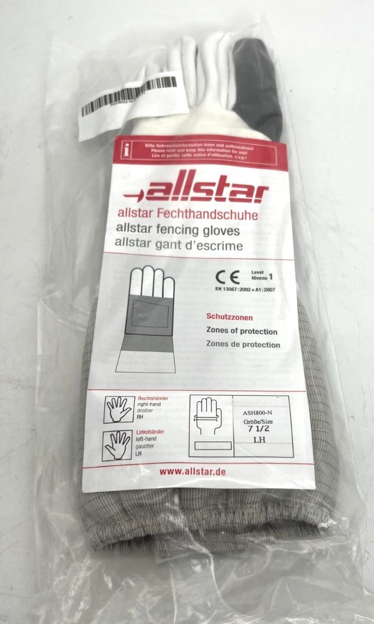 NEW Allstar Electric Fencing Gloves Level 1 7-1/2 LH Glove - Gray Sabre ... - $36.63