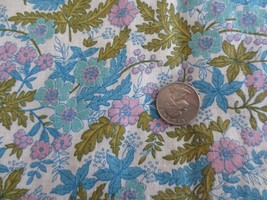 Vintage FLORAL &amp; FERN DESIGN Cotton OPENED FEEDSACK  FABRIC #1 - 41&quot; x 38&quot; - $29.00