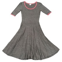 NEW LuLaRoe Nicole Dress Medium Gray Fit and Flare Midi Polyester Cotton Rayon - £13.65 GBP