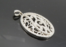 925 Sterling Silver - Genuine Diamond Open Floral Swirl Design Pendant - PT7732 - £29.10 GBP