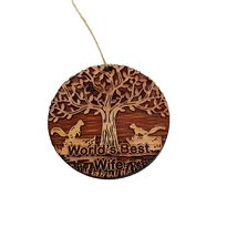 World&#39;s Best Wife Two Squirrels and Tree of Life - Cedar Ornament - £15.62 GBP