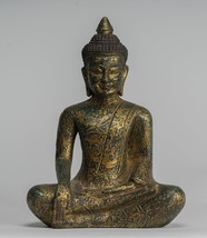 Ancien Khmer Style SE Asie Assis Bois Illumination Bouddha Statue - 27cm/11&quot; - £240.75 GBP