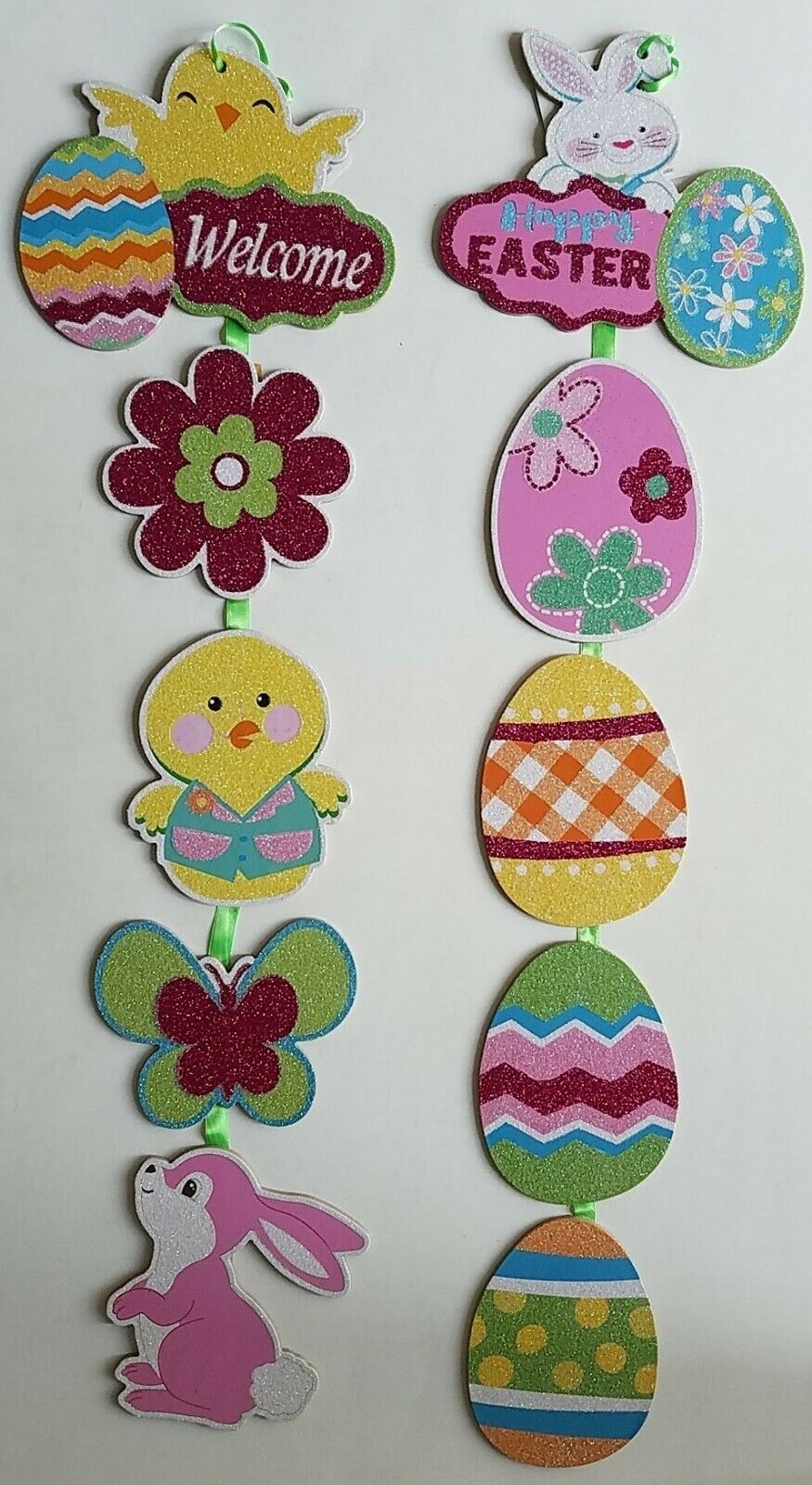 Easter Glittery Hanging Tiles Wall Decor 25”Hx6.5”W, E22, Select: Chick ... - $2.99