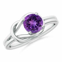 ANGARA 6mm Natural Amethyst Solitaire Infinity Knot Ring in Sterling Silver - £174.94 GBP+