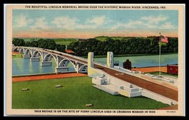 INDIANA Postcard - Vincennes, Lincoln Memorial Bridge Over The Wabash River G15 - £3.17 GBP