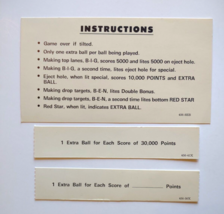 Big Ben Pinball Game Instruction &amp; Score Cards Original NOS Unused 1975 Vintage - £16.83 GBP