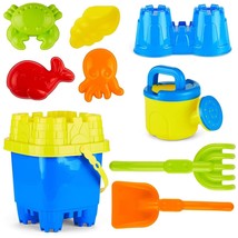 PREXTEX 10 Piece Beach Toys Sand Toys Set for Kids, Bucket with Sifter, ... - £23.83 GBP