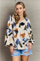 Hailey &amp; Co Wishful Thinking Multi Colored Printed Blouse - £36.57 GBP
