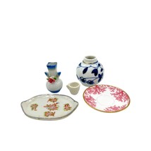 Set of 5 Miniatures Porcelain plate, tray cup vase Spode, Occupied Japan...Vinta - $29.66