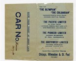 Chicago Milwaukee &amp; St Paul Railway Ticket Envelope and Car No and Berth... - £61.50 GBP