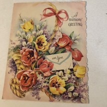 Vintage Birthday Card Birthday Greetings Box4 - $3.95