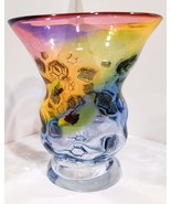 Adam Jablomski Signed 11” Colorful Rainbow Vase with Embedded Mesh - $285.00