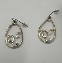 Sterling Silver Whimsical Swirl Art Nouveau w/ White Rhinestone Signed 9... - $19.75