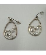 Sterling Silver Whimsical Swirl Art Nouveau w/ White Rhinestone Signed 9... - $19.75