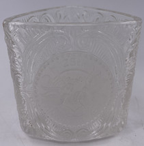 Glass 25th Anniversary Tri-angle Dish Lattice Imbedded Dove Decorated - $13.85