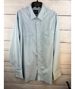 Wrangler Light Blue Polyester/Cotton Pearl Snap Western Shirt 2XLT - £12.44 GBP