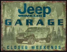 Jeep Wrangler Garage Closed Weekends Vintage Novelty Sign 16&quot; x 12.5&quot; - £7.78 GBP