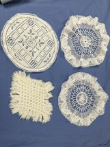 Vintage Lot of Crochet Doilies 4 Pieces White/off White SC9 - £5.47 GBP