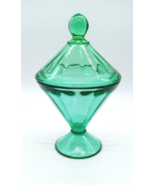 Vintage Art Deco Green Lidded Candy Dish 8 Inches Tall Excellent - Does ... - £18.78 GBP