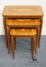 HIGH END Vintage Italian Imported Lacquered Marquetry Accent Nesting End Tables - £404.95 GBP