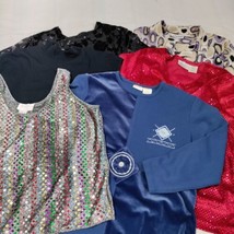 Woman&#39;s Top Lot Size Large Blouses Shirts Colorful Sparkly Vintage - £25.58 GBP