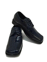 Bolano Boy&#39;s Youth Navy Blue Dress Shoes with Laces Square Toe Size 1 - £27.96 GBP