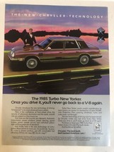 1985 Chrysler Turbo New Yorker Vintage Print Ad Advertisement pa11 - $6.92