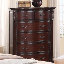 Traditional Tall Chest, 5 Drawers, Brown Cherry Finish - £928.37 GBP