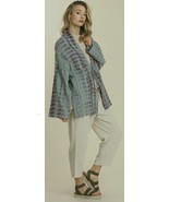 New Umgee L Dusty Sage Tie Dye Open Front Tie Rayon Cotton Gauze Kimono ... - $24.00