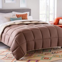 Linenspa Comforter Duvet Insert King Sand/Mocha Down Alternative, Box Stitched - £157.52 GBP